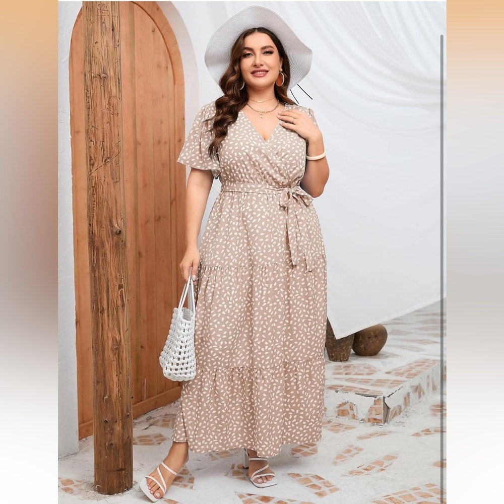 Women’s Tan Wrap Dress